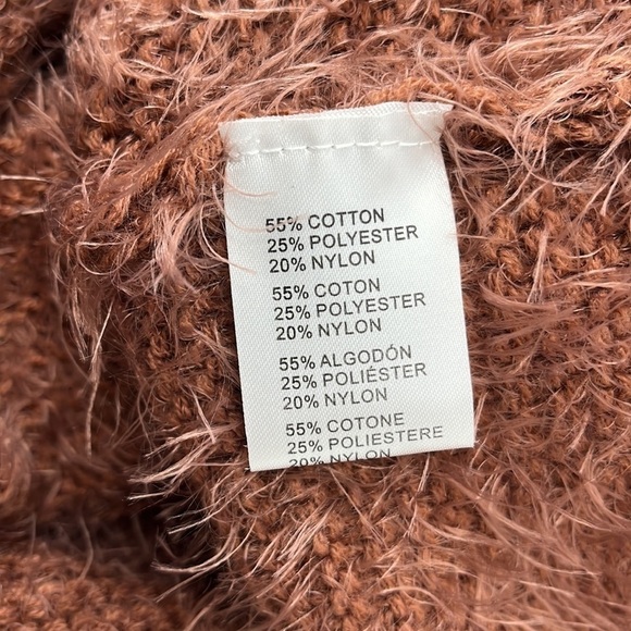 𝅺FUZZY Drawstring Kangaroo Pocket Long Knit Rust Rose Sweater Oversized  M/L - Picture 6 of 6